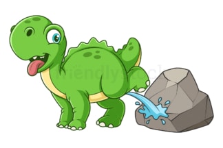 Dinosaur dog peeing on rock. PNG - JPG and vector EPS (infinitely scalable).