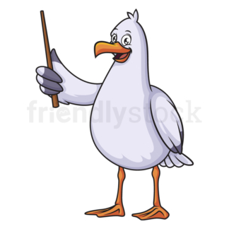 Cartoon seagull teaching. PNG - JPG and vector EPS (infinitely scalable).