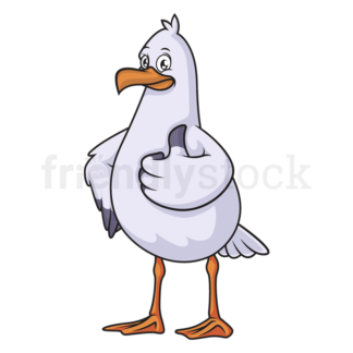 Cartoon seagull thums up. PNG - JPG and vector EPS (infinitely scalable).