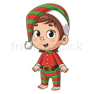 Cartoon little girl christmas elf. PNG - JPG and vector EPS (infinitely scalable).
