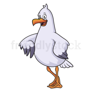 Cartoon seagull leaning on something. PNG - JPG and vector EPS (infinitely scalable).