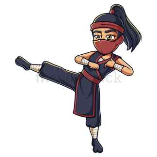 Ninja girl kick. PNG - JPG and vector EPS (infinitely scalable).