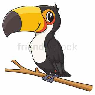 Toucan bird on tree branch. PNG - JPG and vector EPS (infinitely scalable).