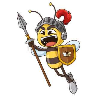 Guard bee charging. PNG - JPG and vector EPS (infinitely scalable).