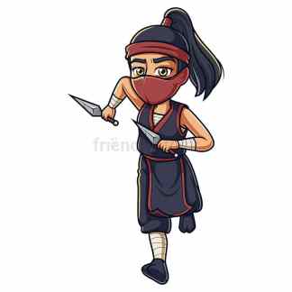 Running ninja girl. PNG - JPG and vector EPS (infinitely scalable).