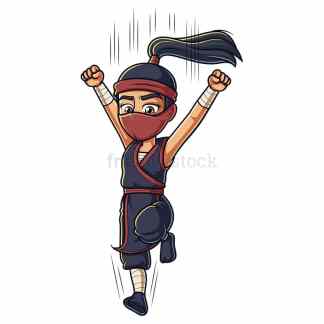 Ninja girl jumping. PNG - JPG and vector EPS (infinitely scalable).
