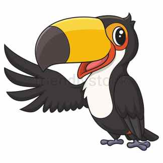 Toucan bird points sideways. PNG - JPG and vector EPS (infinitely scalable).