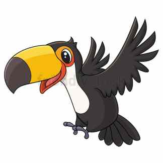 Toucan bird lands after flying. PNG - JPG and vector EPS (infinitely scalable).