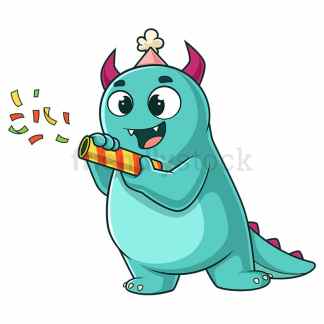 Cute monster having a birthday party. PNG - JPG and vector EPS (infinitely scalable).