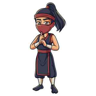 Ninja girl concentrating. PNG - JPG and vector EPS (infinitely scalable).