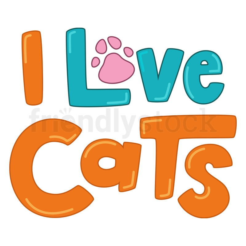 I love cats sIgn. PNG - JPG and vector EPS file formats (infinitely scalable). Image isolated on transparent background.
