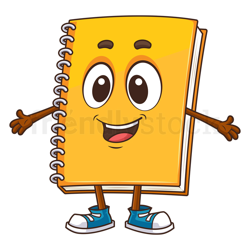 Welcoming notepad character. PNG - JPG and vector EPS (infinitely scalable).