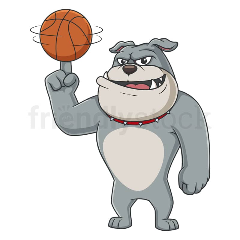 Bulldog character spinning basketball. PNG - JPG and vector EPS (infinitely scalable).
